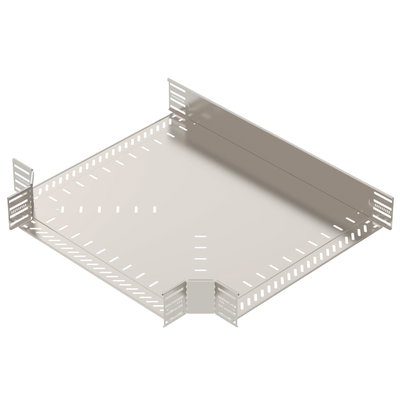 T piece for cable tray, horizontal 110x600 Aço inoxidável, livre de ferrugem A2 1.4301 brilhante, pós-tratamento aço inoxidável