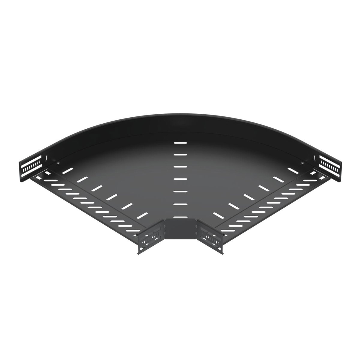 Ângulo 90º para caminho cabos, horizontal 60x400 Aço PES135 - Poliéster preto RAL 9005
