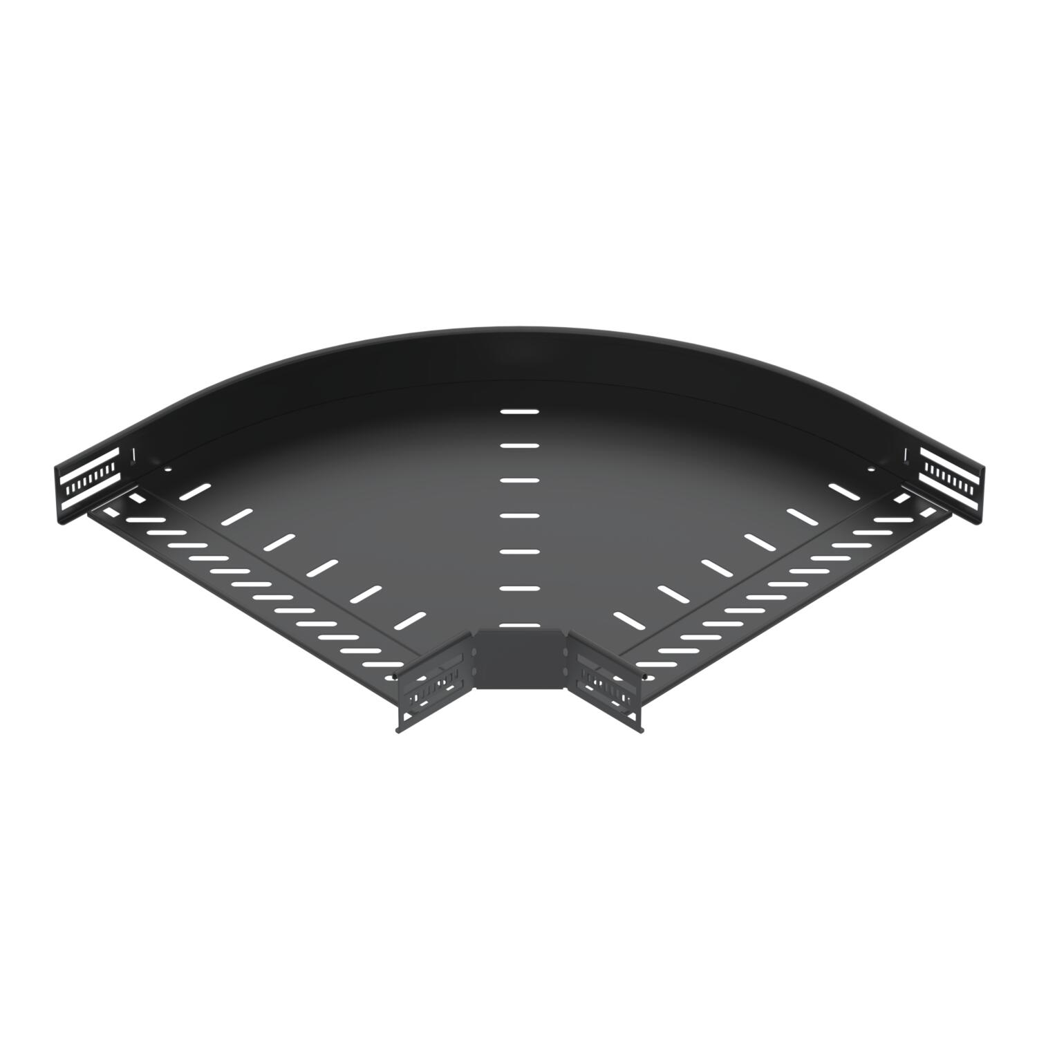 Ângulo 90º para caminho cabos, horizontal 60x400 Aço PES135 - Poliéster preto RAL 9005