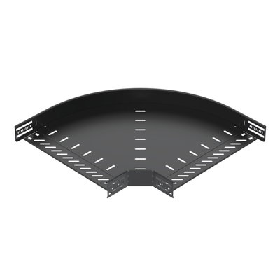 Ângulo 90º para caminho cabos, horizontal 60x400 Aço PES135 - Poliéster preto RAL 9005