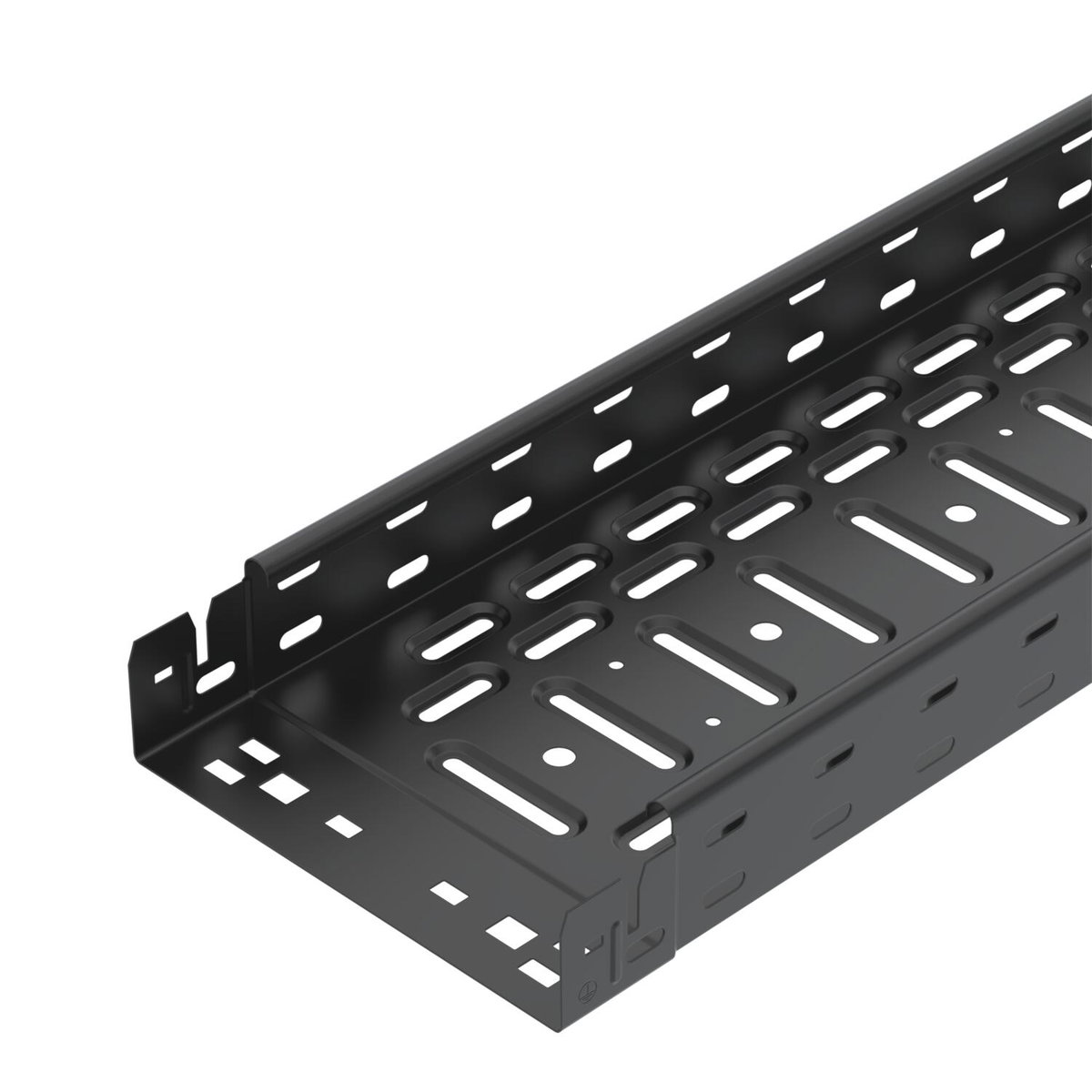Caminho de cabos em chapa RKSM Magic, com união de encaixe 60x200x3050 Aço PES135 - Poliéster preto RAL 9005