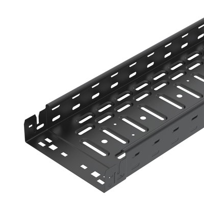 Caminho de cabos em chapa RKSM Magic, com união de encaixe 60x200x3050 Aço PES135 - Poliéster preto RAL 9005