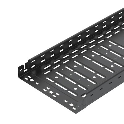 Caminho de cabos em chapa RKSM Magic, com união de encaixe 60x300x3050 Aço PES135 - Poliéster preto RAL 9005