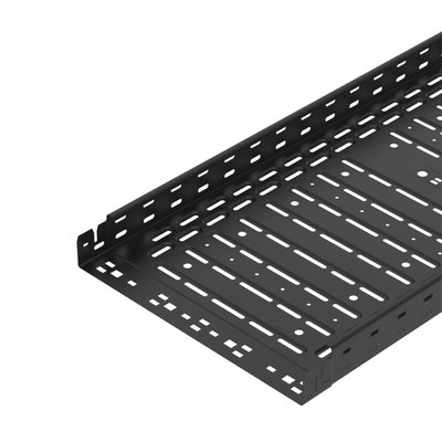 Caminho de cabos em chapa RKSM Magic, com união de encaixe 60x400x3050 Aço PES135 - Poliéster preto RAL 9005