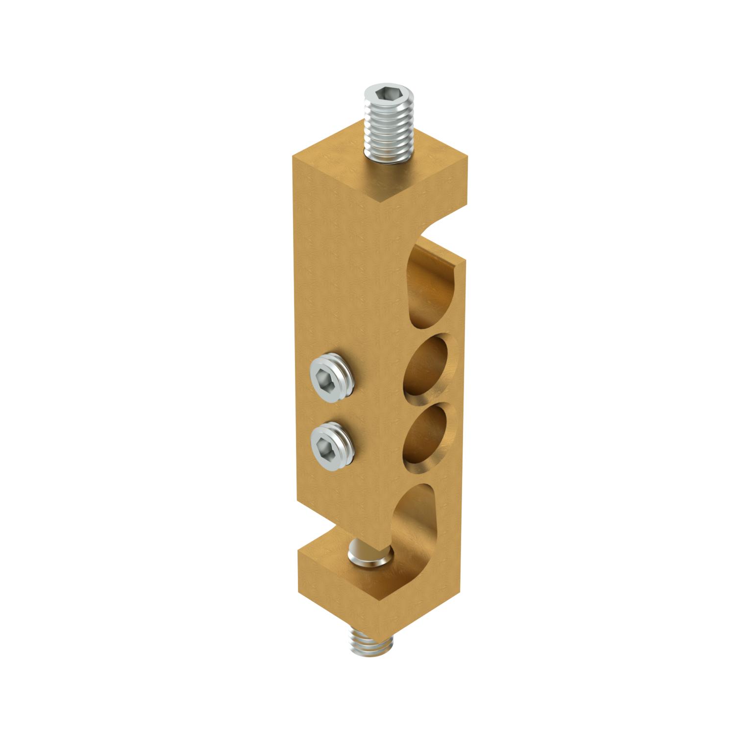 Connection terminal for conductor cable, double 25mm² Latão latão
