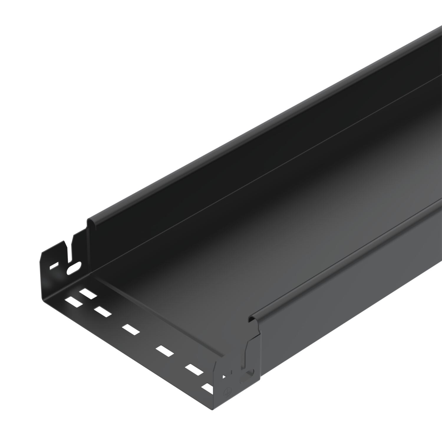 Caminho de cabos chapa MKSMU não perfurado,união de encaixe 60x200x3050 Aço PES135 - Poliéster preto RAL 9005