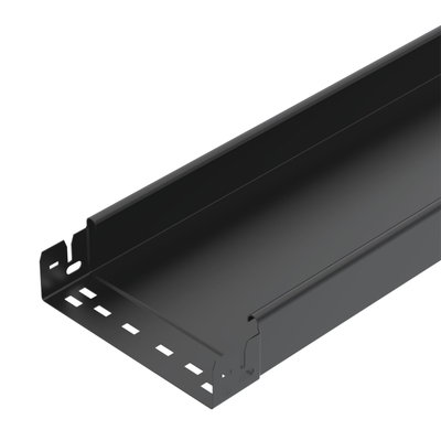 Caminho de cabos chapa MKSMU não perfurado,união de encaixe 60x200x3050 Aço PES135 - Poliéster preto RAL 9005
