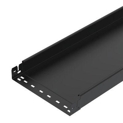 Caminho de cabos chapa MKSMU não perfurado,união de encaixe 60x300x3050 Aço PES135 - Poliéster preto RAL 9005