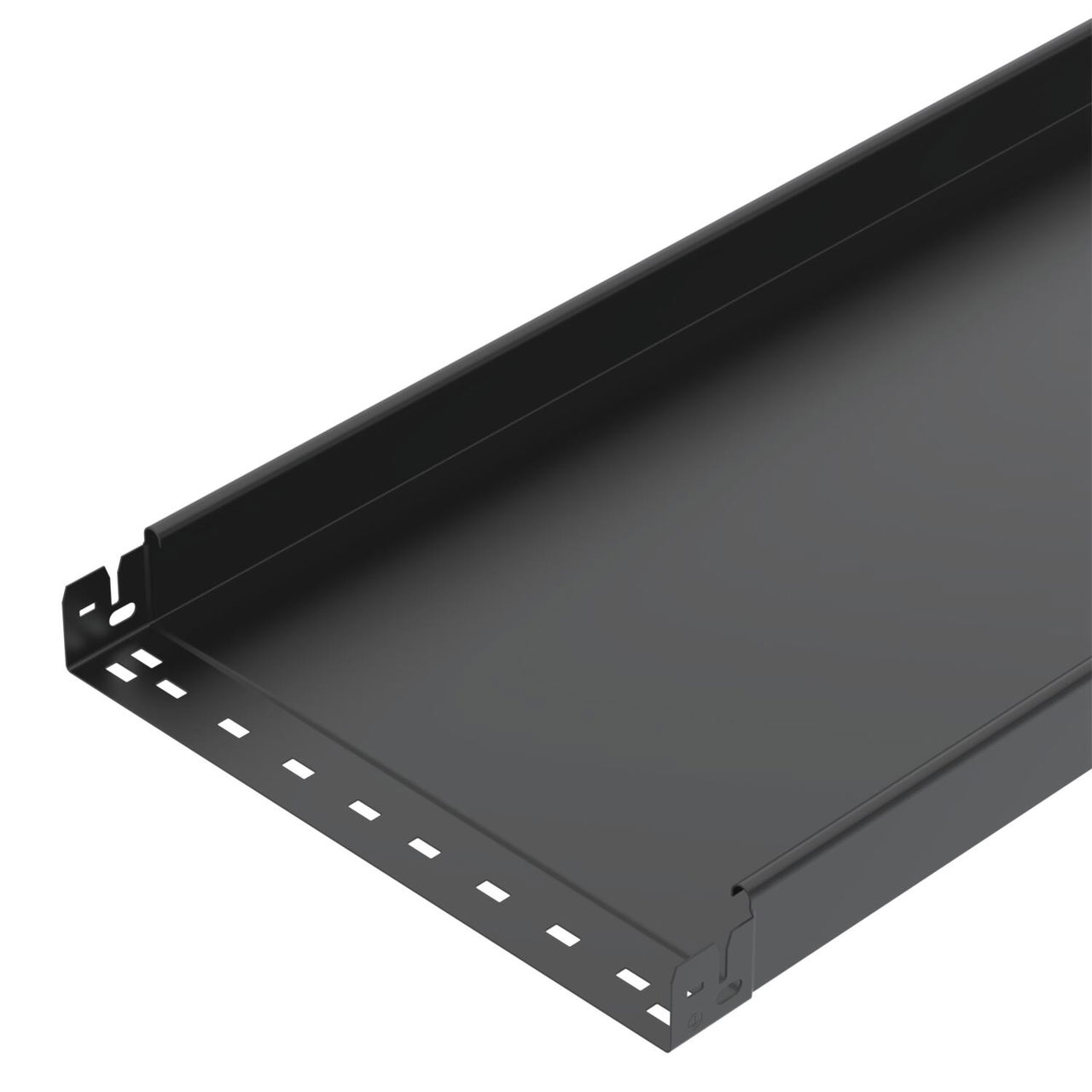 Caminho de cabos chapa MKSMU não perfurado,união de encaixe 60x400x3050 Aço PES135 - Poliéster preto RAL 9005