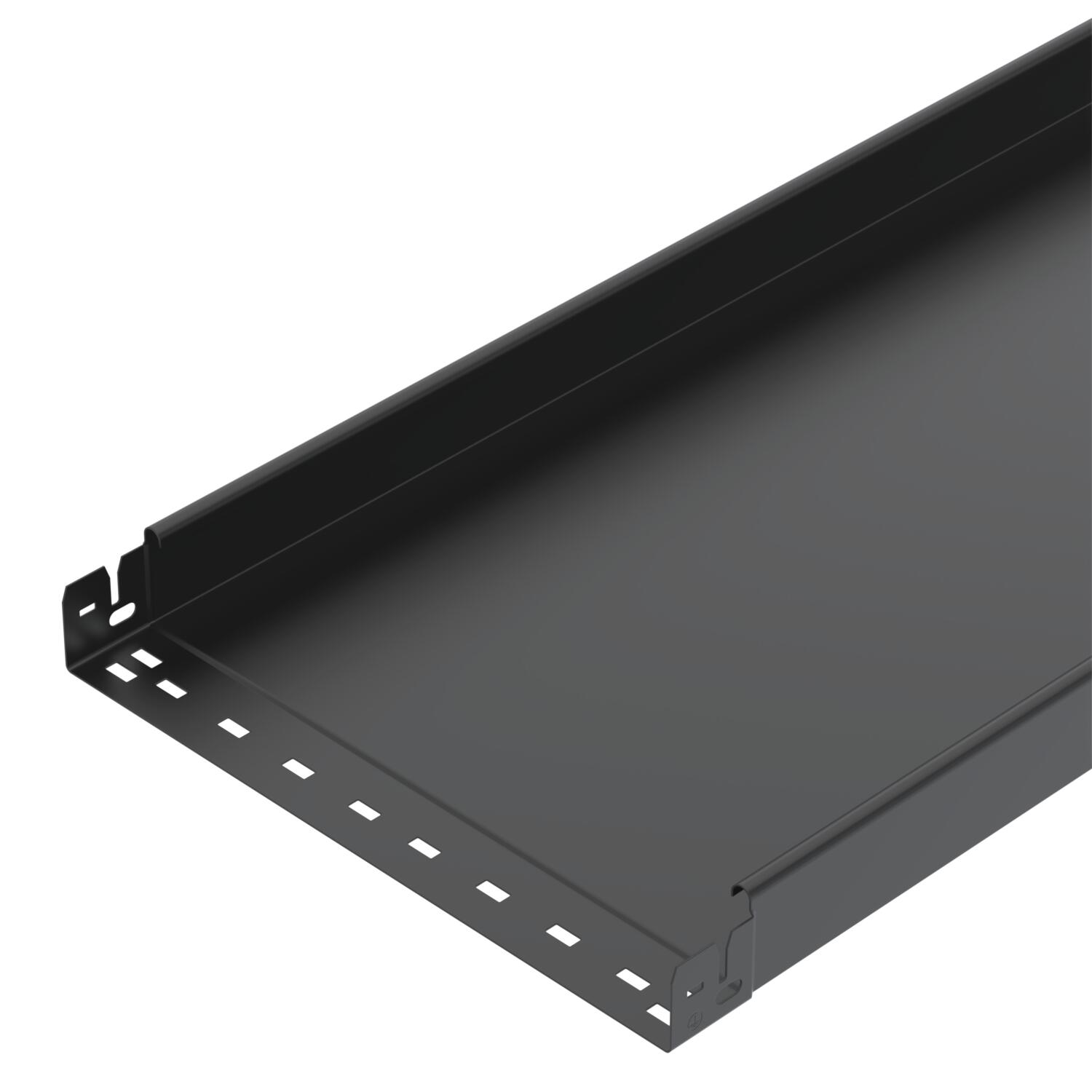 Caminho de cabos chapa MKSMU não perfurado,união de encaixe 60x400x3050 Aço PES135 - Poliéster preto RAL 9005