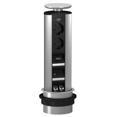 Deskbox, retrátil para montagem em mesas Alumínio anodizado alumínio