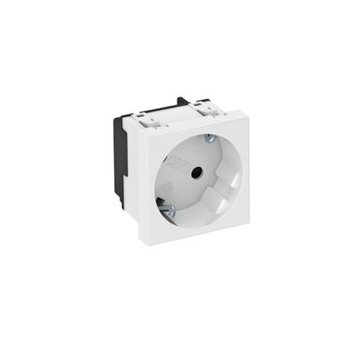 Tomada 33°, simples Alvéolos protegidos 250V, 10/16A Policarbonato branco puro RAL 9010