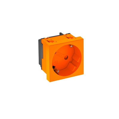 Tomada 33°, simples Alvéolos protegidos 250V, 10/16A Policarbonato cor de laranja RAL 2004