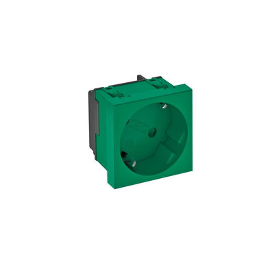 Tomada 33°, simples Alvéolos protegidos 250V, 10/16A Policarbonato verde menta RAL 6029