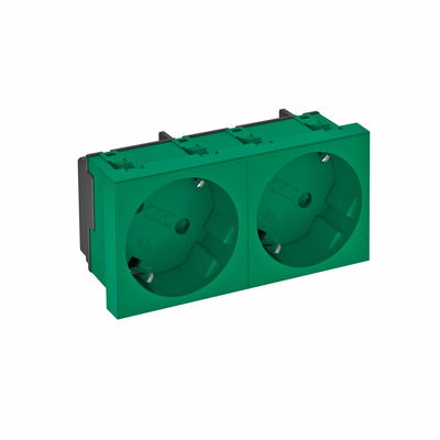 Tomada 33°, dupla Alvéolos protegidos 250V, 10/16A Policarbonato verde menta RAL 6029