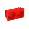 Tomada 33°, dupla Alvéolos protegidos 250V, 10/16A Policarbonato vermelho RAL 3001