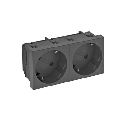 Tomada 33°, dupla Alvéolos protegidos 250V, 10/16A Policarbonato cinzento antracite RAL 7021