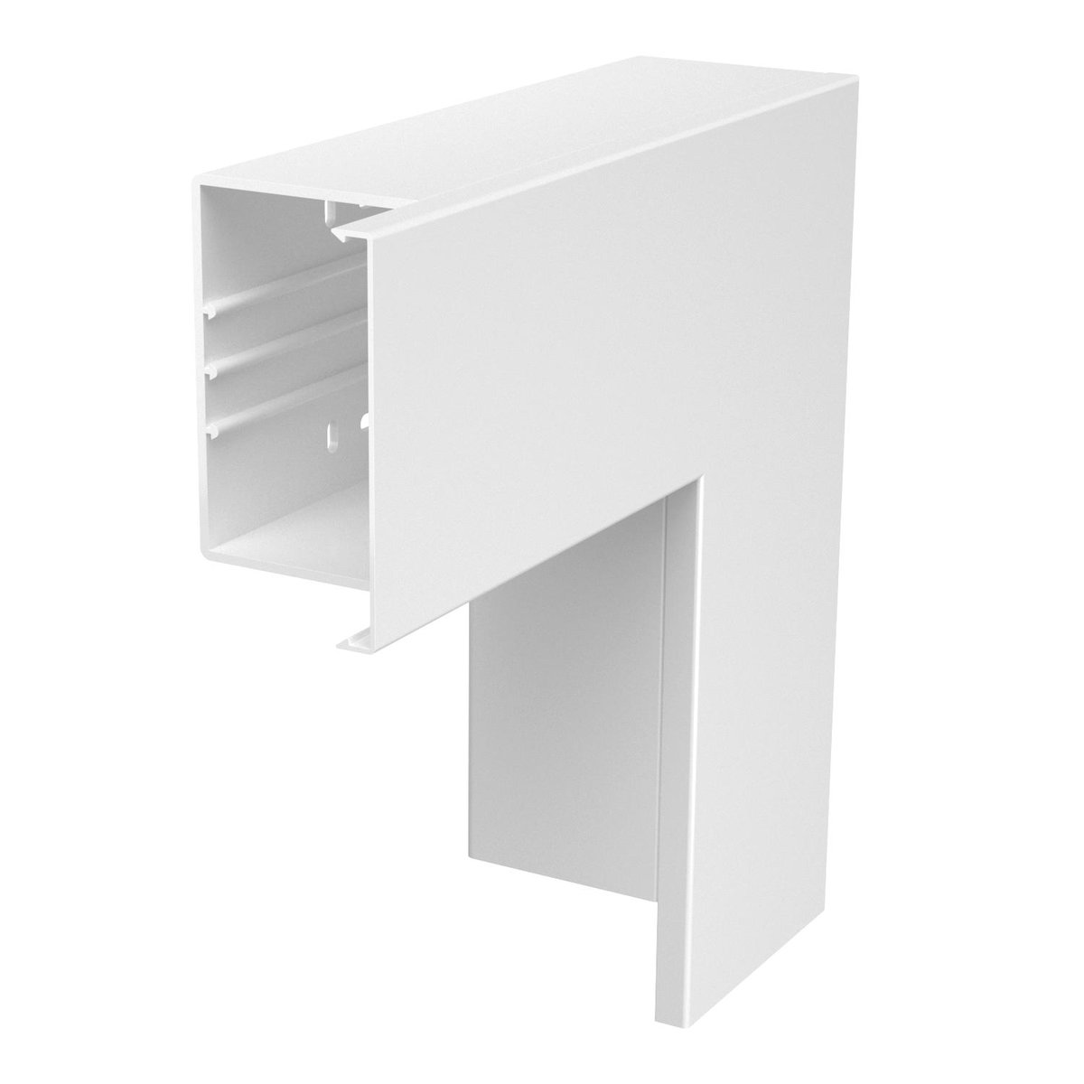 Ângulo plano 300x130x100 Policloreto de vinilo branco puro RAL 9010