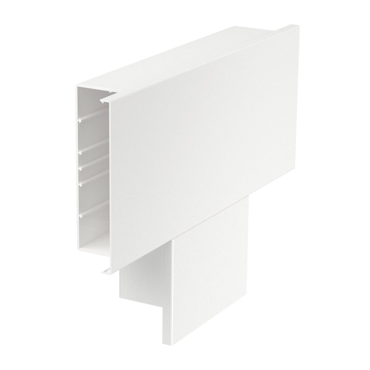 Derivação em T 400x210x80 Policloreto de vinilo branco puro RAL 9010