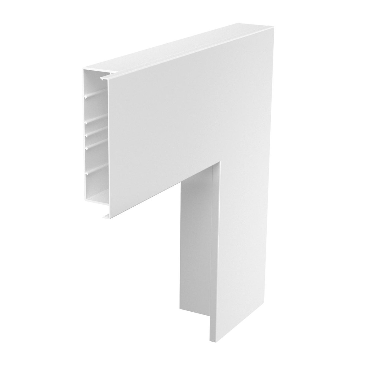 Ângulo plano 560,5x210x80 Policloreto de vinilo branco puro RAL 9010