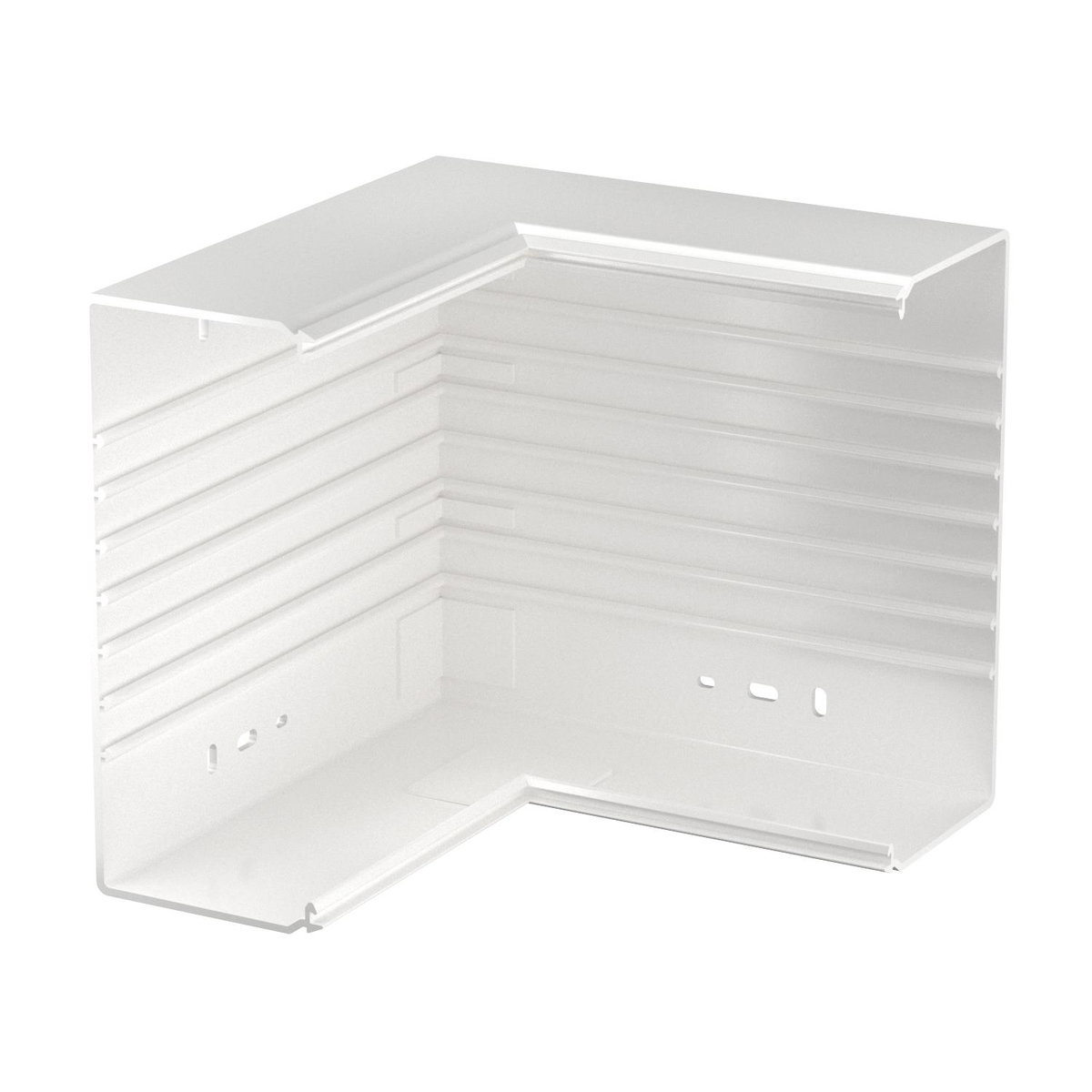 Ângulo interno 250x230x100 Policloreto de vinilo branco puro RAL 9010