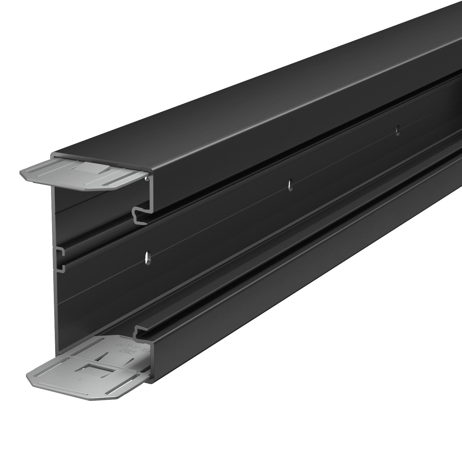 Device installation trunking with base perforation 2000x130x70 Policloreto de vinilo preto RAL 9005