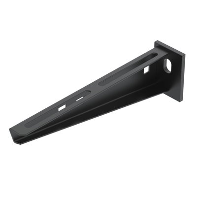 Wall and Support bracket with welded head plate B210mm Aço PES135 - Poliéster preto RAL 9005