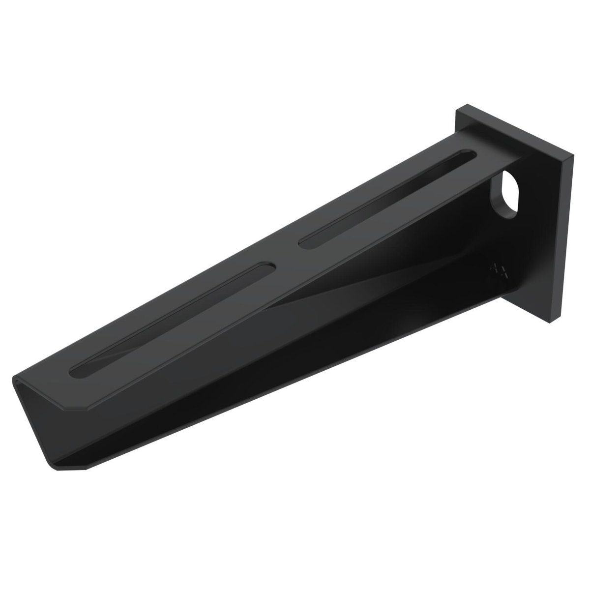 Wall and Support bracket with welded head plate B210mm Aço PES135 - Poliéster preto RAL 9005