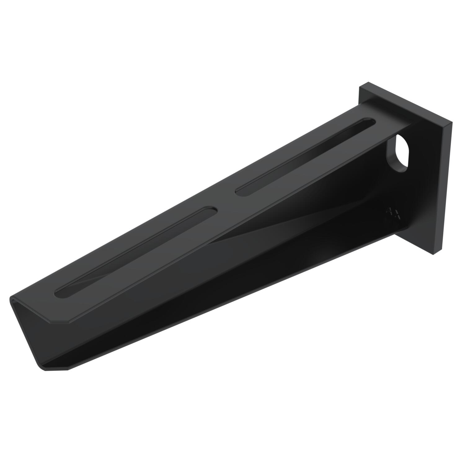 Wall and Support bracket with welded head plate B210mm Aço PES135 - Poliéster preto RAL 9005