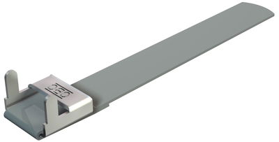 Fita com fecho com revestimento plástico 450x17x1,0 Aço inoxidável, livre de ferrugem 1.4301 A2 1.4301 azul claro RAL 5012