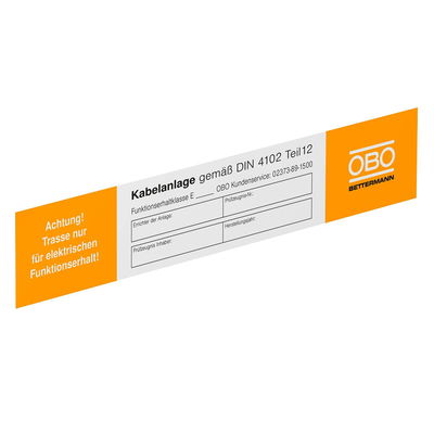 Etiqueta de identificação para manutenção de funções 250x43mm Policloreto de vinilo branco