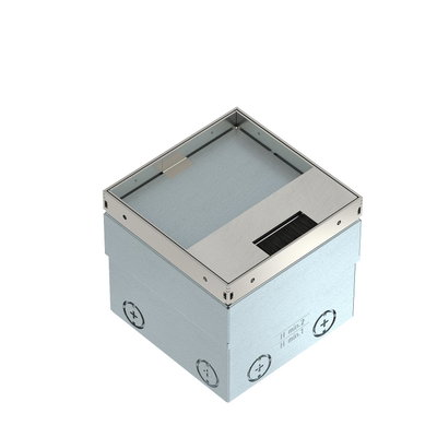 Caixa de pavimento não equipada, saída de escova 140x140x110 Aço inoxidável, livre de ferrugem A2 1.4301 brilhante, pós-tratamento