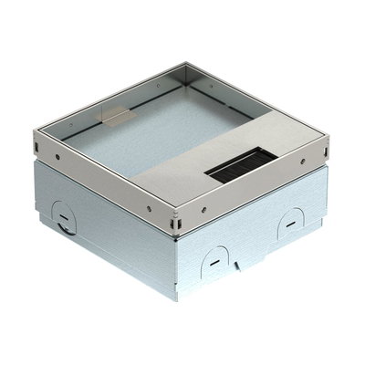 Caixa de pavimento não equipada, saída de escova 140x140x75 Aço inoxidável, livre de ferrugem A2 1.4301 brilhante, pós-tratamento