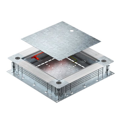 Caixa de pavimento para altura pavimento 80-160mm 400x380x80 Aço galvanizado pelo método Sendzimir