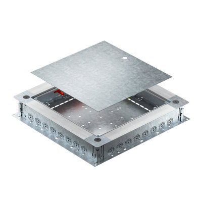 Caixa de pavimento com entrada de tubo 500x480x80 Aço galvanizado pelo método Sendzimir