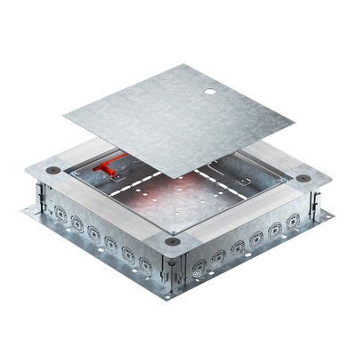 Caixa de pavimento com entrada de tubo 400x380x80 Aço galvanizado pelo método Sendzimir