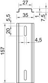 Calha DIN em comprimentos extra p/ T-Box 156x35x7,5 Aço galvanizado pelo método Sendzimir