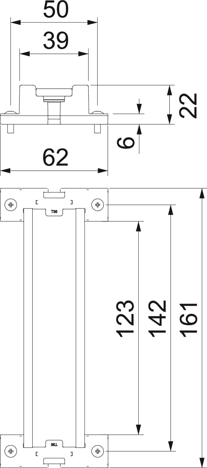 Top hat rail with support and screws 156x35x7,5 – Imagem 2 de 2