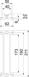 Top hat rail with support and screws 206x35x7,5