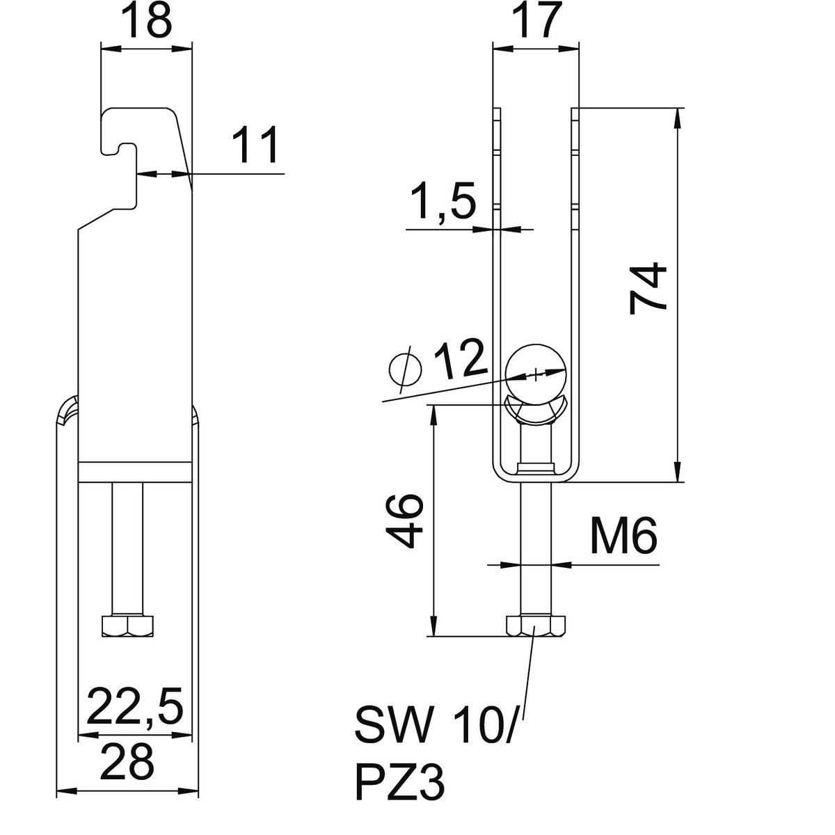Abraçadeira BBS 2056 tripla 08-12mm Aço Galvanizado por imersão a quente após maquinação – Imagem 2 de 2