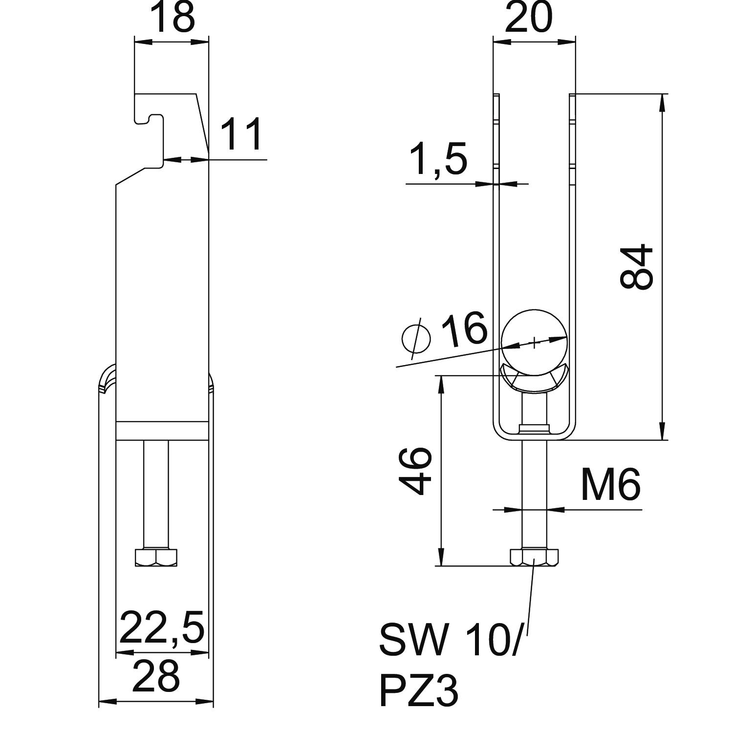 Abraçadeira BBS 2056 tripla 12-16mm Aço Galvanizado por imersão a quente após maquinação – Imagem 2 de 2