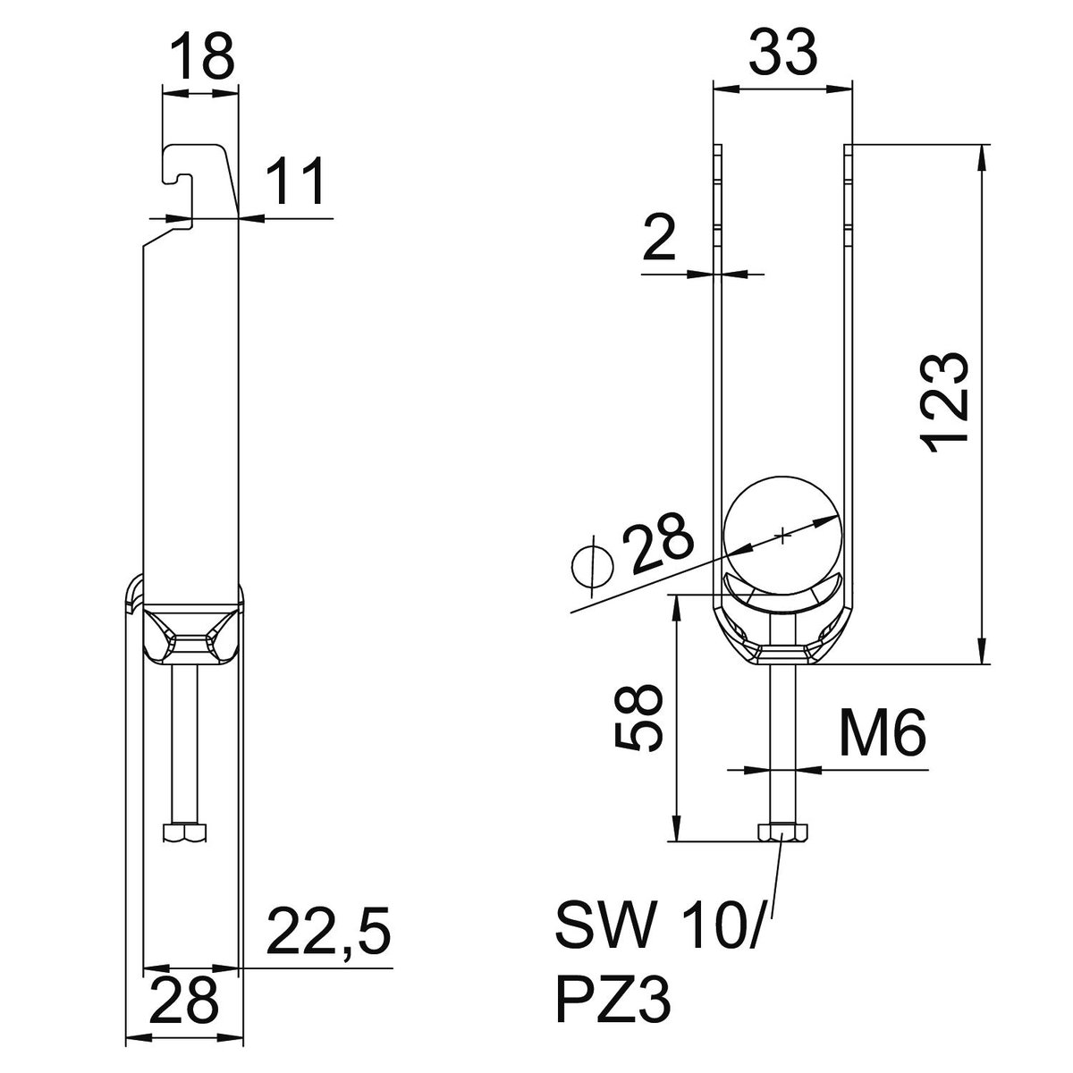 Abraçadeira BBS 2056 tripla 22-28mm Aço Galvanizado por imersão a quente após maquinação – Imagem 2 de 2