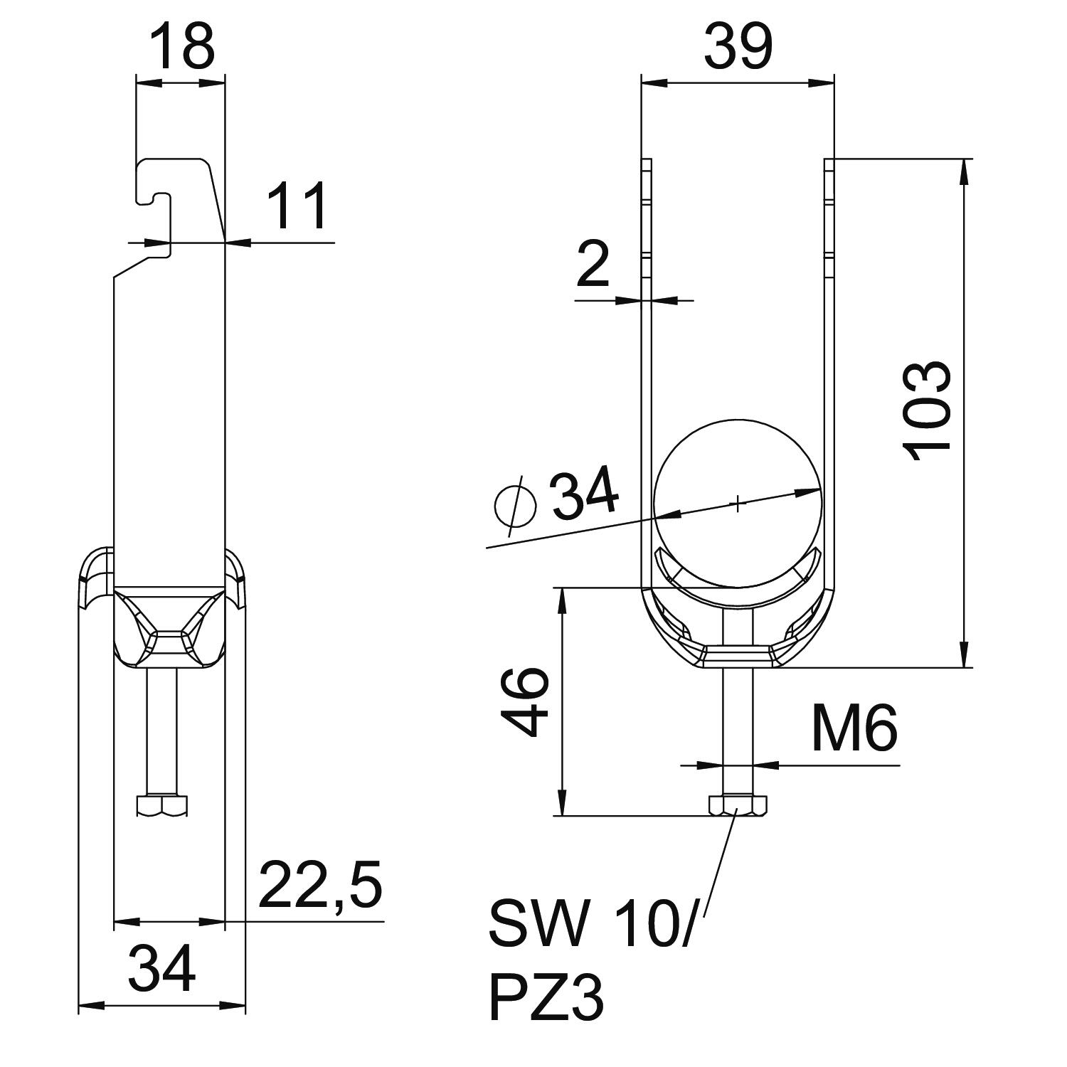 Abraçadeira BBS 2056 dupla 28-34mm Aço Galvanizado por imersão a quente após maquinação – Imagem 2 de 2