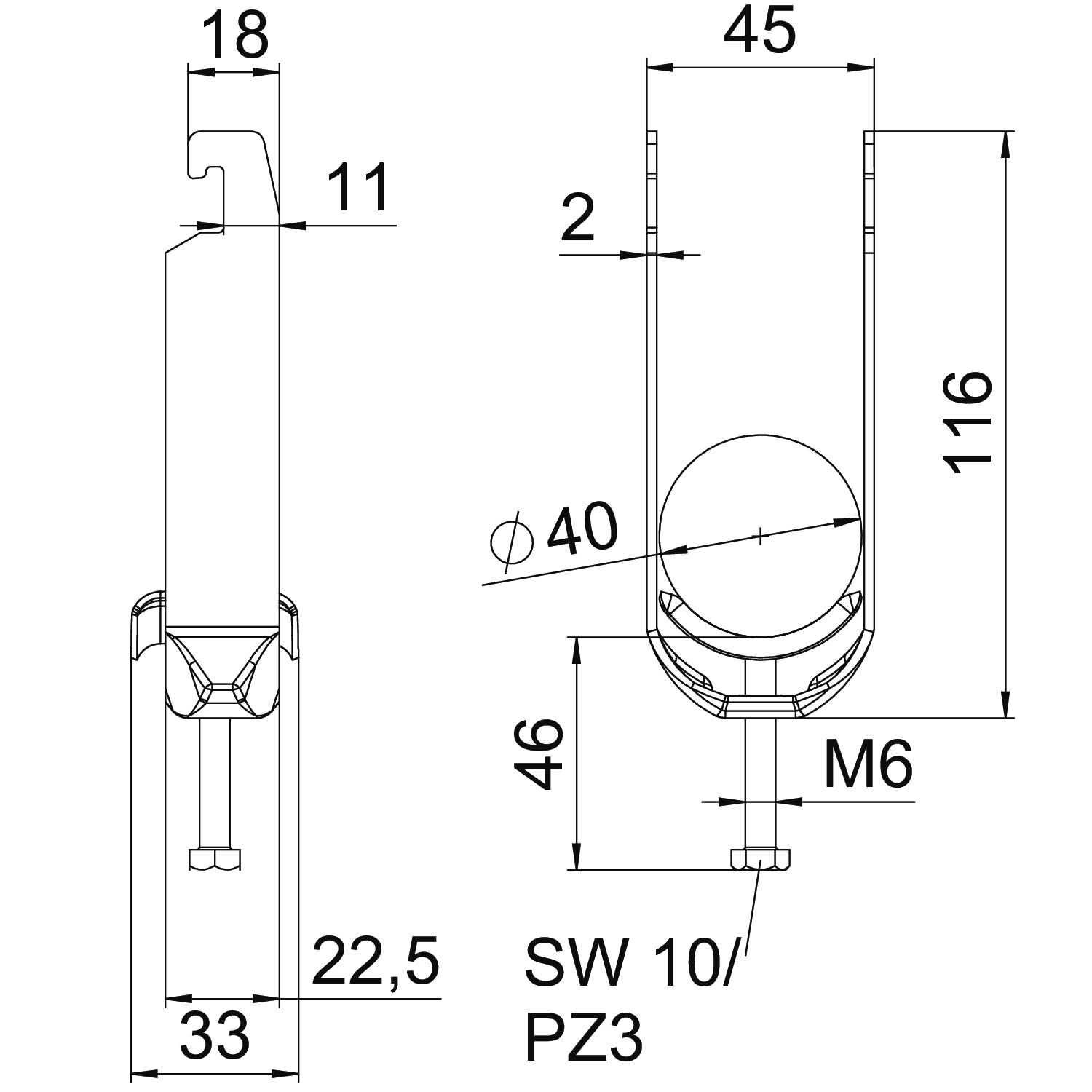 Abraçadeira BBS 2056 dupla 34-40mm Aço Galvanizado por imersão a quente após maquinação – Imagem 2 de 2