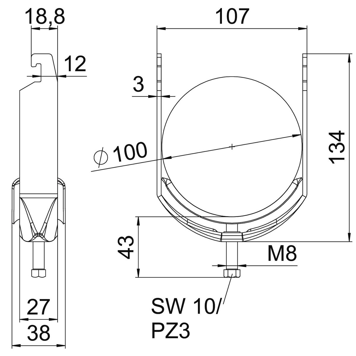 Abraçadeira BBS 2056 90-100mm Aço Galvanizado por imersão a quente após maquinação – Imagem 2 de 2