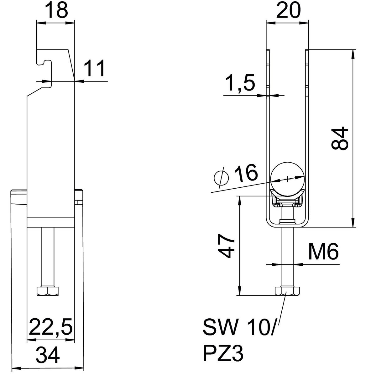 Abraçadeira BBS 2056 tripla 12-16mm Alumínio – Imagem 2 de 2