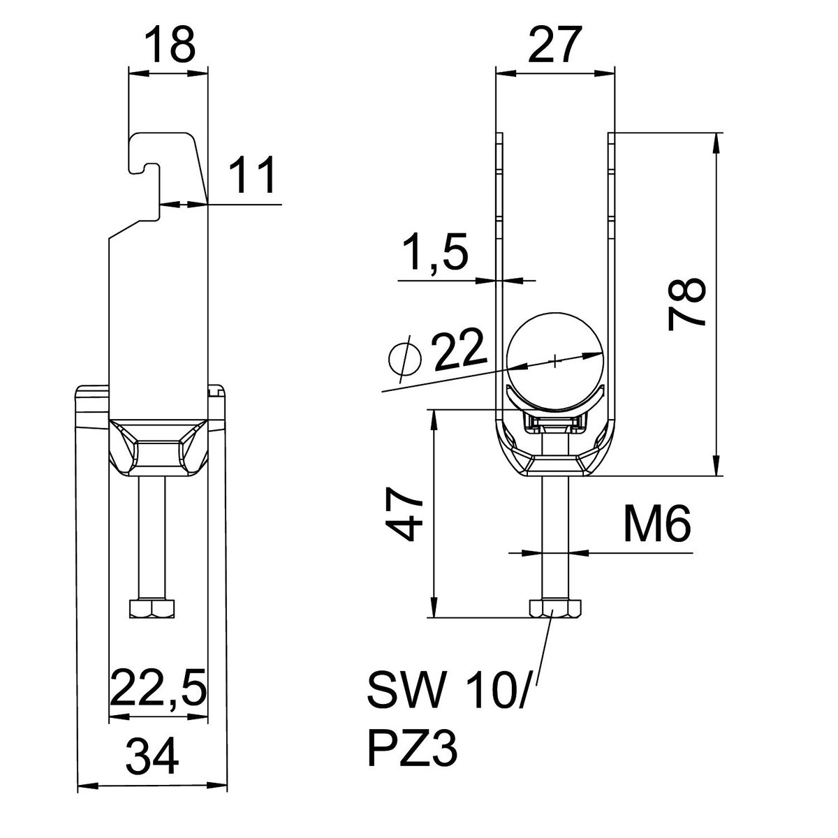 Abraçadeira BBS 2056 dupla 16-22mm Alumínio – Imagem 2 de 2