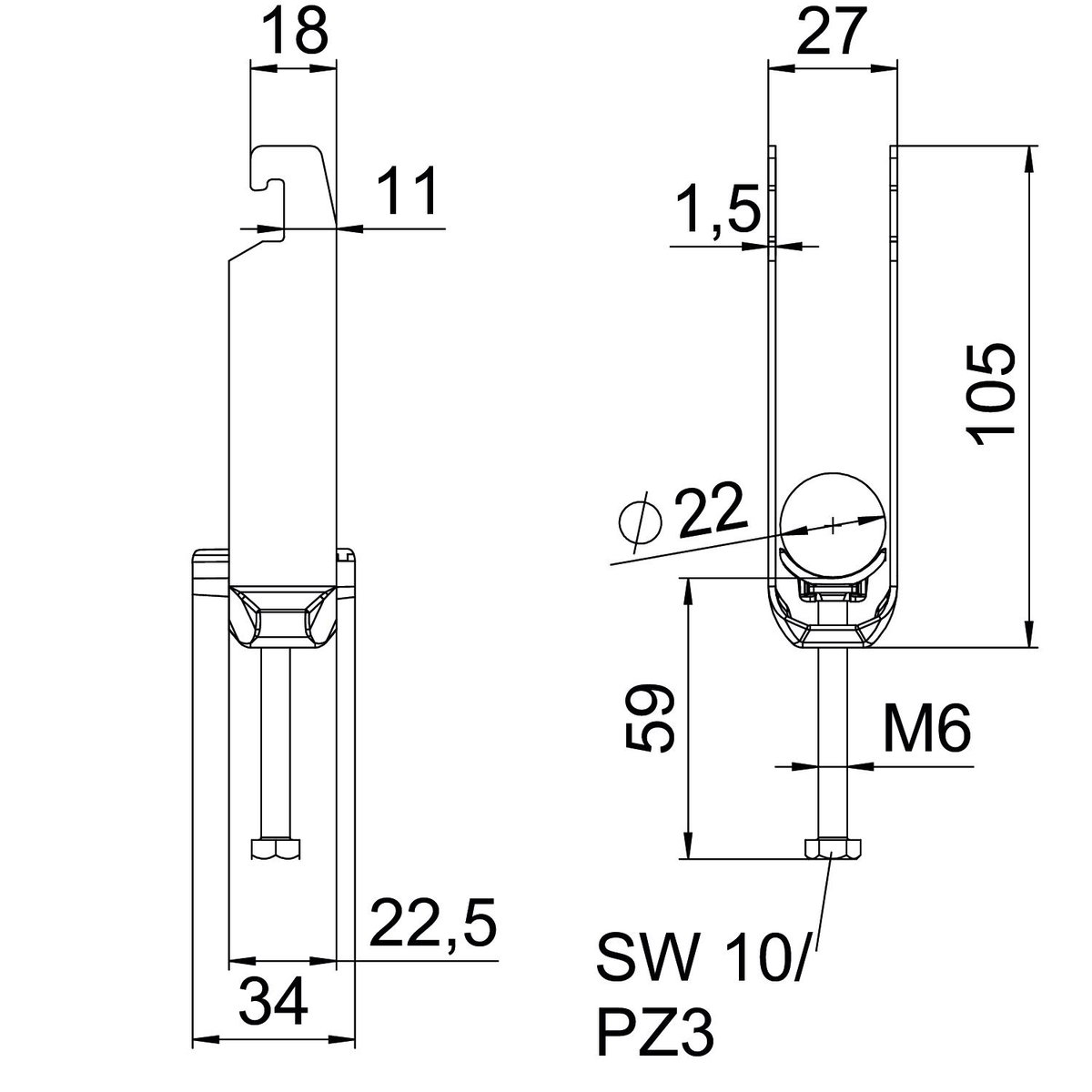 Abraçadeira BBS 2056 tripla 16-22mm Alumínio – Imagem 2 de 2