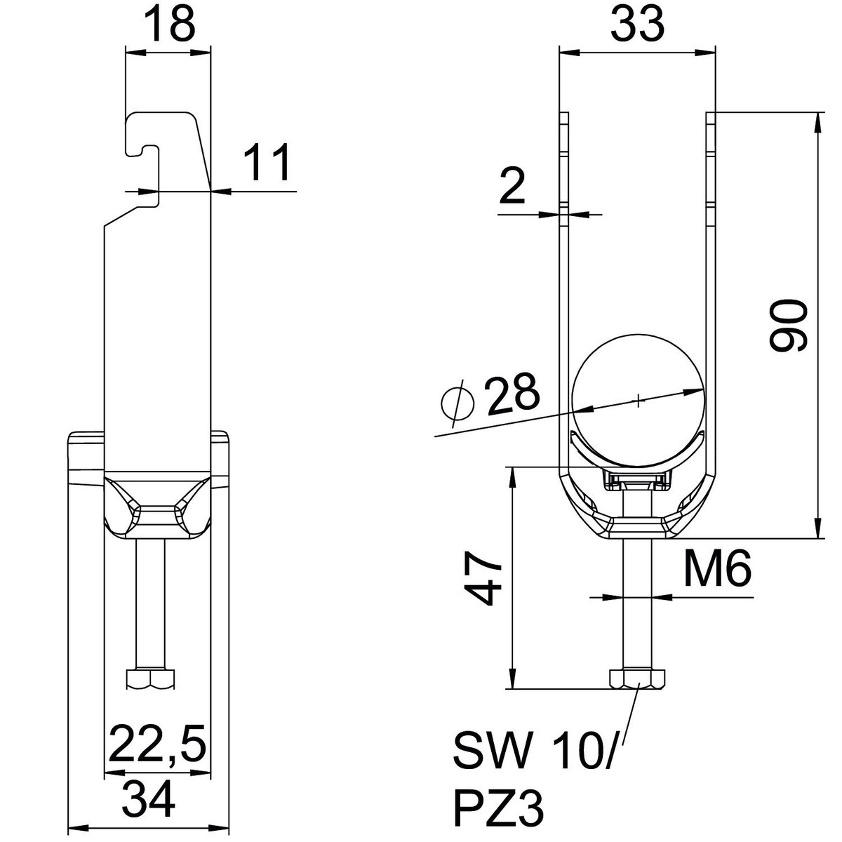 Abraçadeira BBS 2056 dupla 22-28mm Alumínio – Imagem 2 de 2