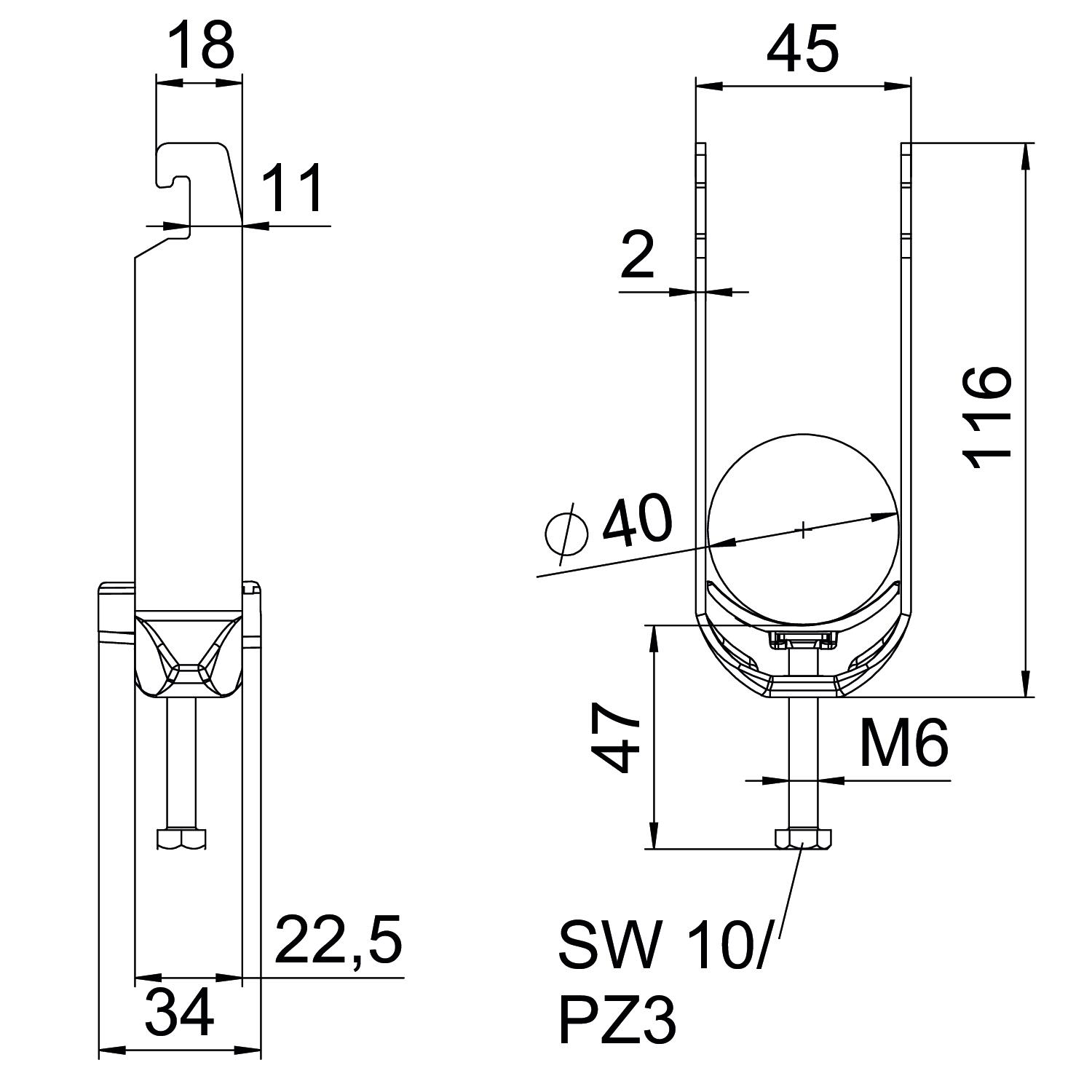 Abraçadeira BBS 2056 dupla 34-40mm Alumínio – Imagem 2 de 2